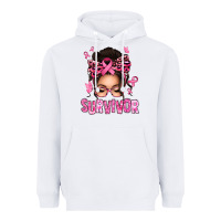 White breast cancer survivor afro messy bun Heavyweight Hoodie - texasbilliewilder