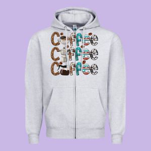 Coffee Coffee Coffee Zipper Hoodie Designed By Texasbilliewilder