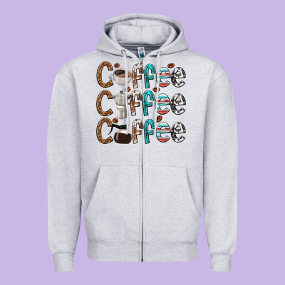 Coffee Coffee Coffee Zipper Hoodie Designed By Texasbilliewilder