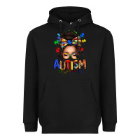 Black autism mom afro messy bun Heavyweight Hoodie - texasbilliewilder
