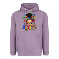 Lavender autism mom afro messy bun Heavyweight Hoodie - texasbilliewilder