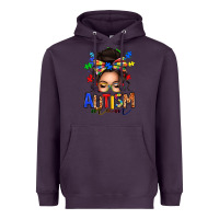 Plum autism mom afro messy bun Heavyweight Hoodie - texasbilliewilder