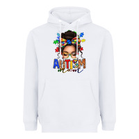 White autism mom afro messy bun Heavyweight Hoodie - texasbilliewilder