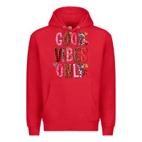 Red good vibes only Premium Hoodie - NancyCooperArtShop