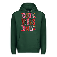 Sports Green good vibes only Premium Hoodie - NancyCooperArtShop