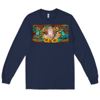 Navy merino ram license plate Long Sleeve Tee - BarkalooDesign