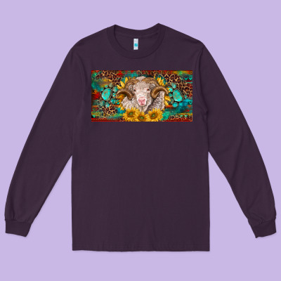 Merino Ram License Plate Long Sleeve Tee Designed By Barkaloodesign