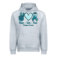 Heather Grey Peace Love Cure Ovarian Cancer Urban Hoodie - Jasminsmagicworld