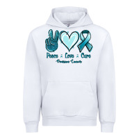 White Peace Love Cure Ovarian Cancer Urban Hoodie - Jasminsmagicworld