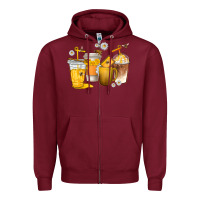 Burgundy coffee cups bumble bee Zipper Hoodie - texasbilliewilder