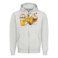 Dove Grey coffee cups bumble bee Zipper Hoodie - texasbilliewilder
