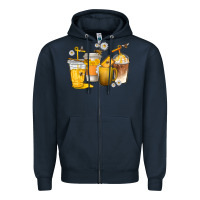 Navy coffee cups bumble bee Zipper Hoodie - texasbilliewilder