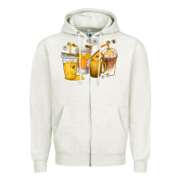 Oatmeal Heather coffee cups bumble bee Zipper Hoodie - texasbilliewilder
