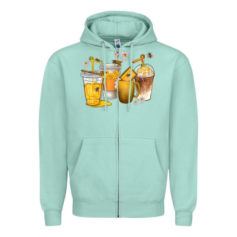 Coffee Cups Bumble Bee Zipper Hoodie by texasbilliewilder | Teevron