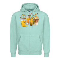 Seafoam coffee cups bumble bee Zipper Hoodie - texasbilliewilder