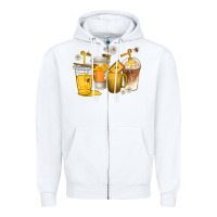 White coffee cups bumble bee Zipper Hoodie - texasbilliewilder