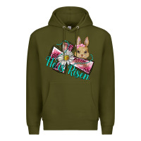 Army Green he is risen cross rabbit Premium Hoodie - BarkalooDesign
