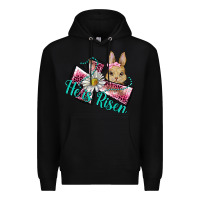 Black he is risen cross rabbit Premium Hoodie - BarkalooDesign