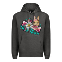Charcoal Heather he is risen cross rabbit Premium Hoodie - BarkalooDesign