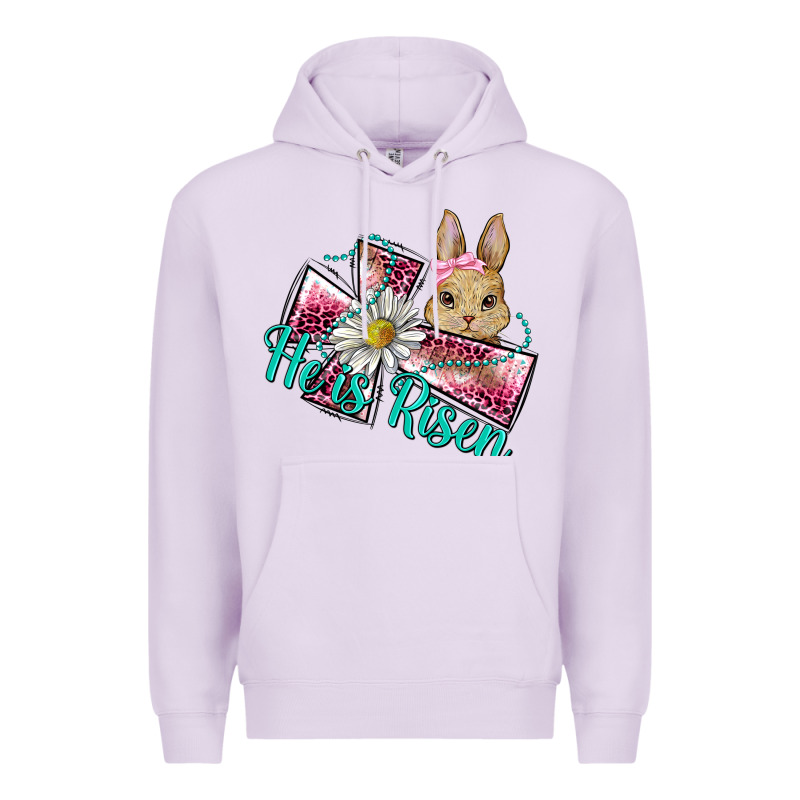He Is Risen Cross Rabbit Premium Hoodie by BarkalooDesign | Teevron
