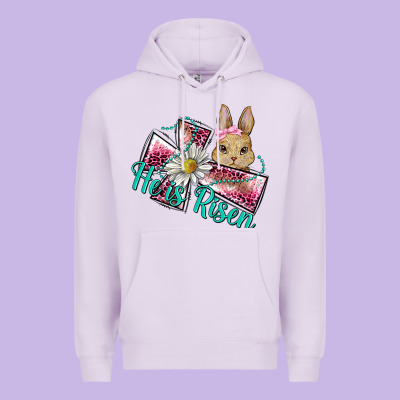 He Is Risen Cross Rabbit Premium Hoodie Designed By Barkaloodesign