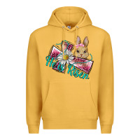 Mustard he is risen cross rabbit Premium Hoodie - BarkalooDesign