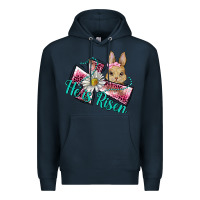 Navy he is risen cross rabbit Premium Hoodie - BarkalooDesign
