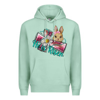 Seafoam he is risen cross rabbit Premium Hoodie - BarkalooDesign