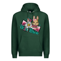 Sports Green he is risen cross rabbit Premium Hoodie - BarkalooDesign