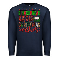 Navy gingerbread kisses and christmas wishes Premium Sweatshirt - FaDigitalArtStudio