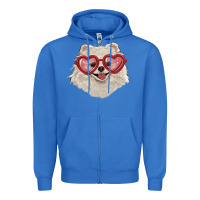True Royal white pomeranian with love glasses Zipper Hoodie - RanaPortraitStore
