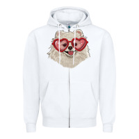 White white pomeranian with love glasses Zipper Hoodie - RanaPortraitStore
