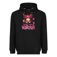 Black brest cancer warrior afro messy bun Heavyweight Hoodie - texasbilliewilder