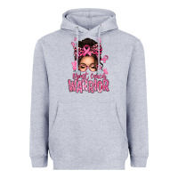 Heather Grey brest cancer warrior afro messy bun Heavyweight Hoodie - texasbilliewilder