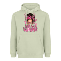 Matcha brest cancer warrior afro messy bun Heavyweight Hoodie - texasbilliewilder