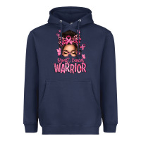 Navy brest cancer warrior afro messy bun Heavyweight Hoodie - texasbilliewilder