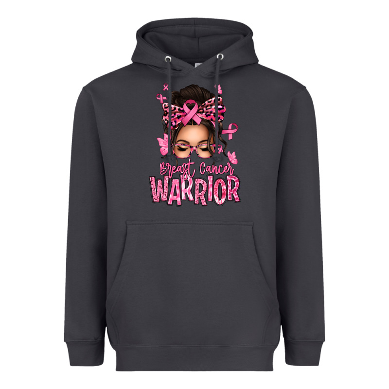 Brest Cancer Warrior Afro Messy Bun Heavyweight Hoodie by texasbilliewilder | Teevron