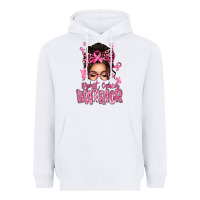 White brest cancer warrior afro messy bun Heavyweight Hoodie - texasbilliewilder
