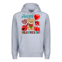 Heather Grey happy valentines day Premium Hoodie - NancyCooperArtShop