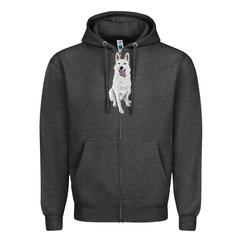Hand Drawing White Shepherd Zipper Hoodie by RanaPortraitStore | Teevron