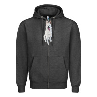 Charcoal Heather Hand Drawing White Shepherd Zipper Hoodie - RanaPortraitStore
