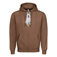Chestnut Hand Drawing White Shepherd Zipper Hoodie - RanaPortraitStore