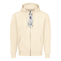 Sandshell Hand Drawing White Shepherd Zipper Hoodie - RanaPortraitStore