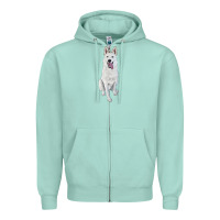 Seafoam Hand Drawing White Shepherd Zipper Hoodie - RanaPortraitStore