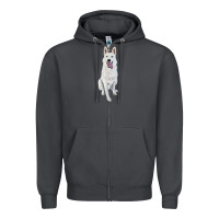 Smoke Hand Drawing White Shepherd Zipper Hoodie - RanaPortraitStore