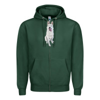 Sports Green Hand Drawing White Shepherd Zipper Hoodie - RanaPortraitStore