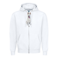 White Hand Drawing White Shepherd Zipper Hoodie - RanaPortraitStore