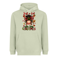 Matcha just a girl who loves christmas afro messy bun Heavyweight Hoodie - texasbilliewilder