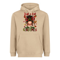 Mushroom just a girl who loves christmas afro messy bun Heavyweight Hoodie - texasbilliewilder