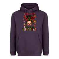 Plum just a girl who loves christmas afro messy bun Heavyweight Hoodie - texasbilliewilder
